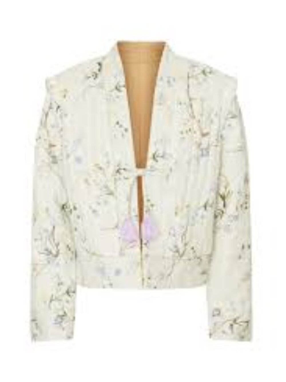Scotch & Soda Floral Quilted Crop Jacket Womens Medium Boho Whimsy Tassel Cotton